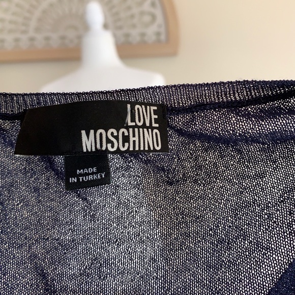 Love Moschino Bow embellished V Neck Blue size 4 - Picture 6 of 8